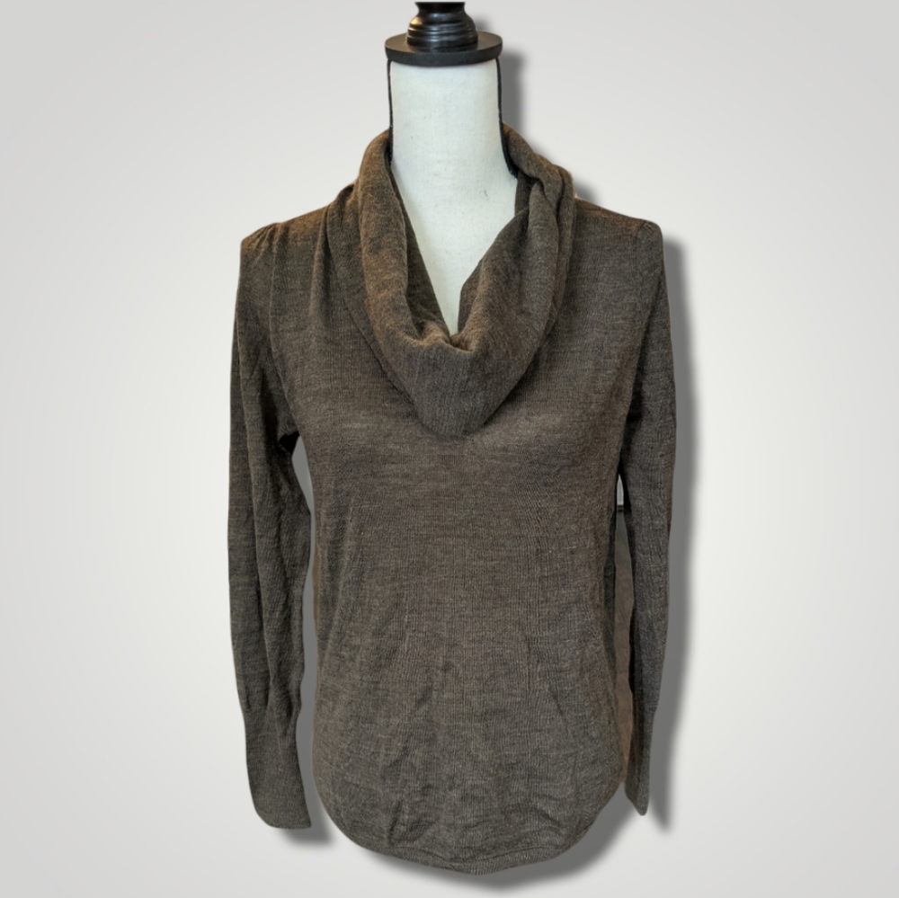 Ann Taylor Brown Cowl Neck Wool Blend Sweater Sz M